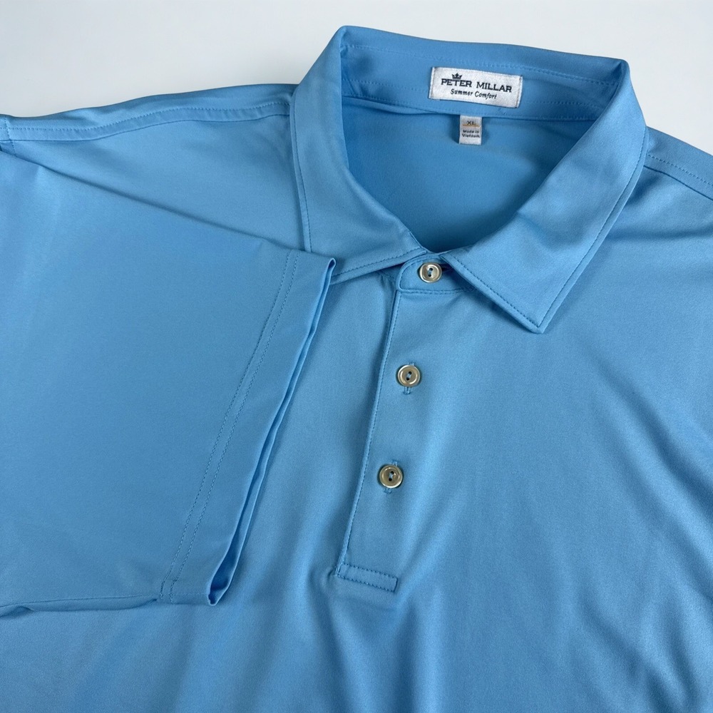 Peter Millar Summer Comfort Performance Polo Shirt Mens XL Sky‎ Blue Stretch